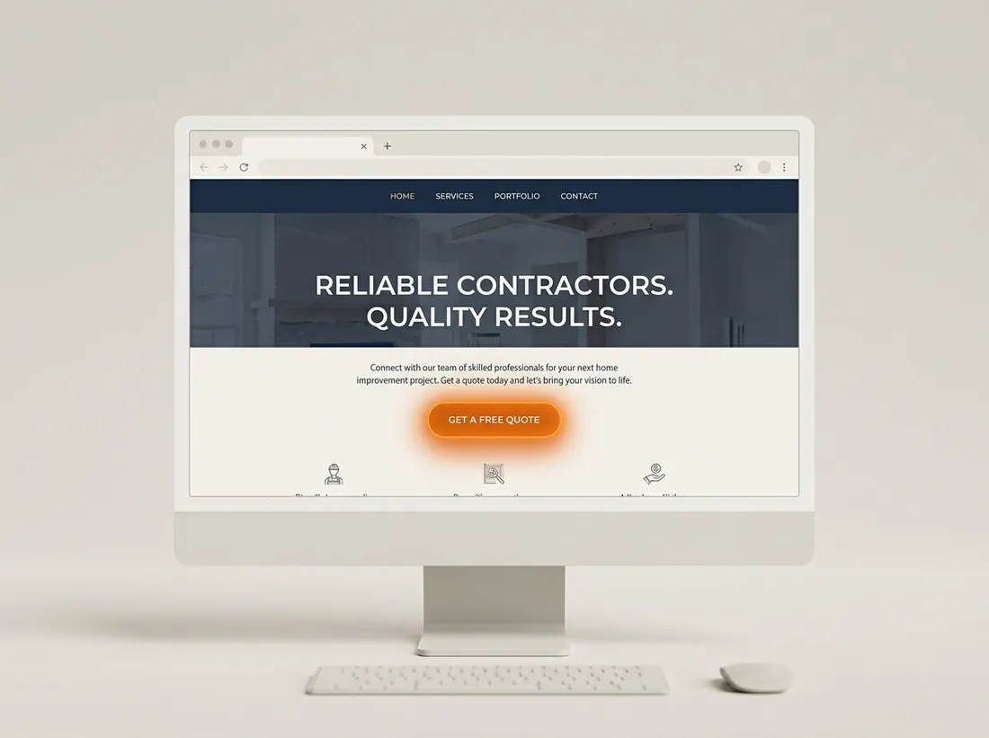 Contractor landing page with a single emphasized call-to-action button